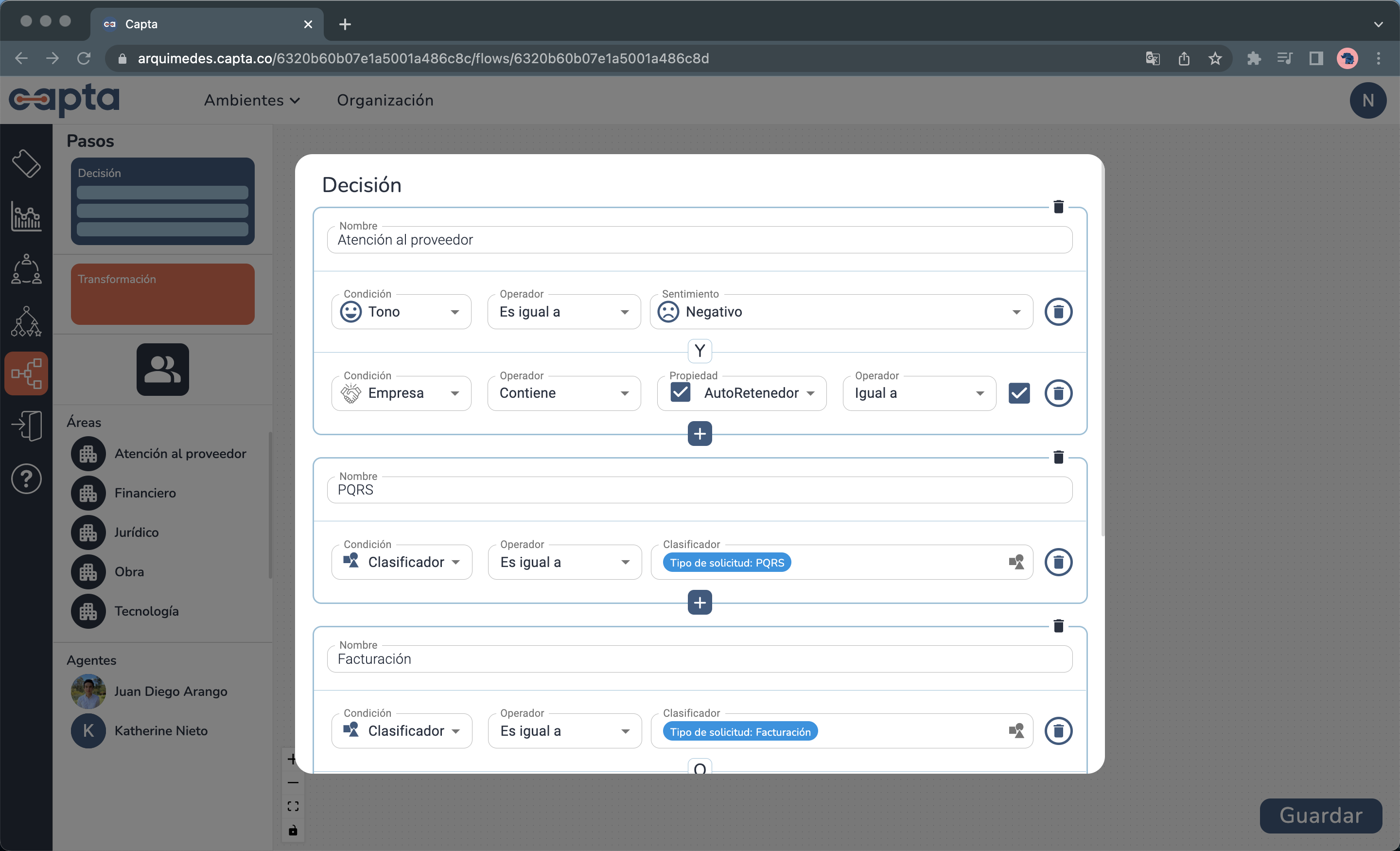 Imagen del editor de decisiones