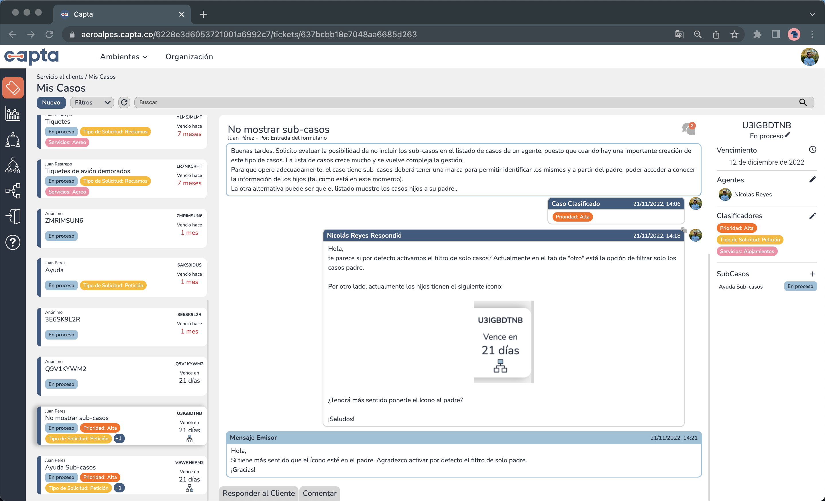 Imagen del detalle de un caso