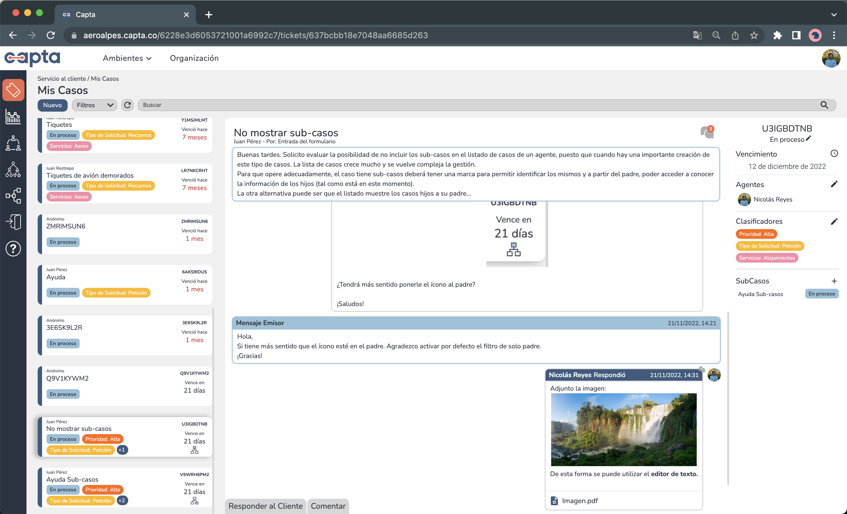 Imagen de Respuesta reflejada en la traza